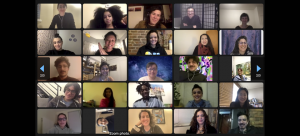 Image: Zoom screenshot of participants in the 2021-22 Immigrant Artist Mentoring Program: Visual and Multidisciplinary Arts.